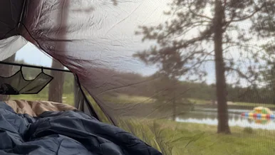 Tent by lake